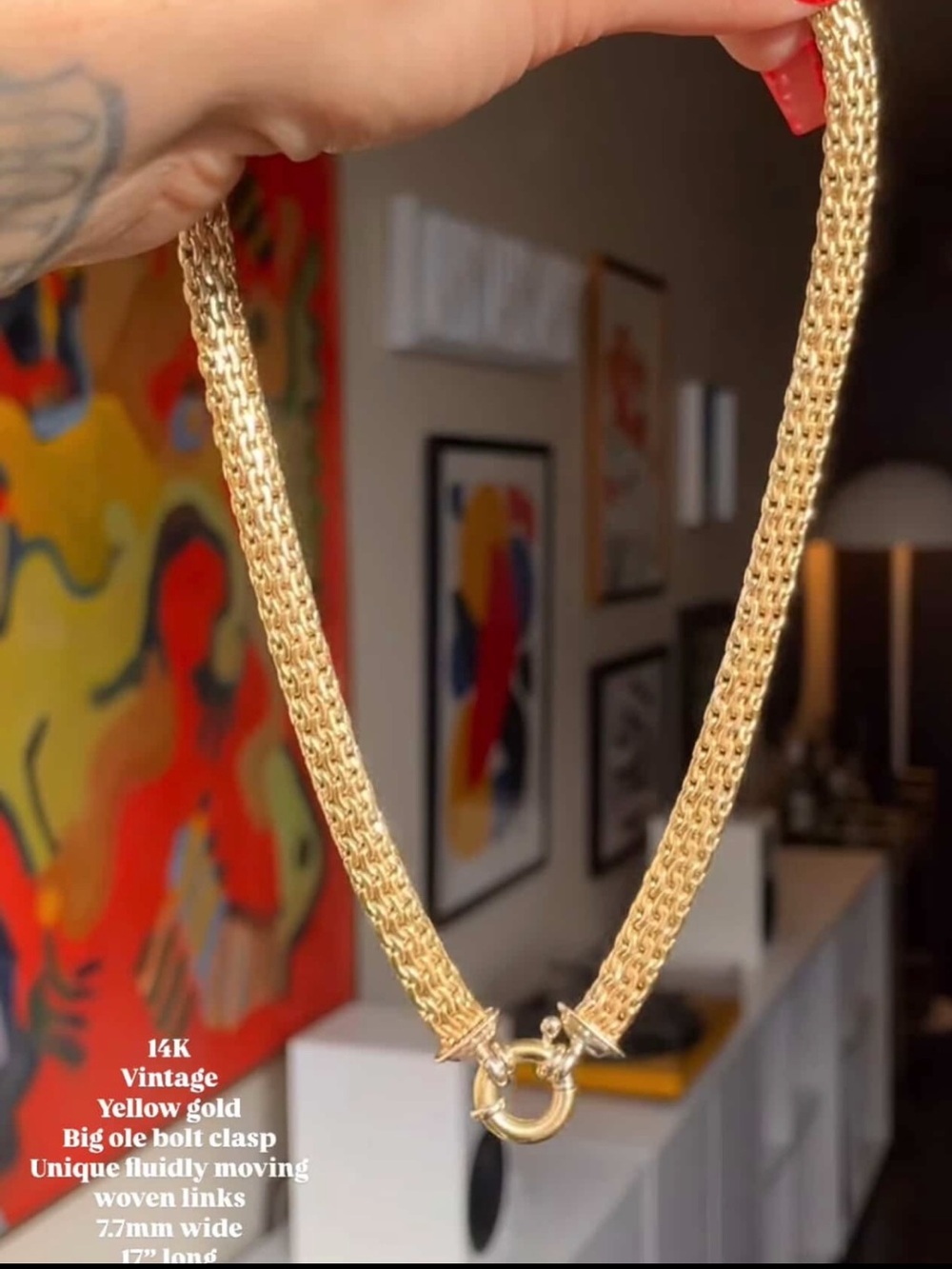 14kt vintage woven chain